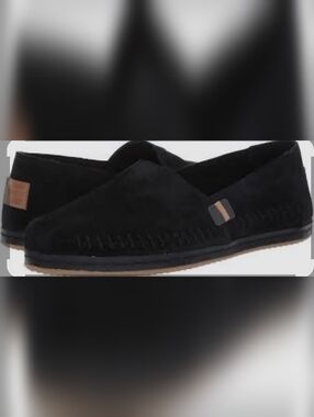 TOMS Womens Size 7 Alpargata Black Slip On Leather~Stylish Comfort All Day Wear